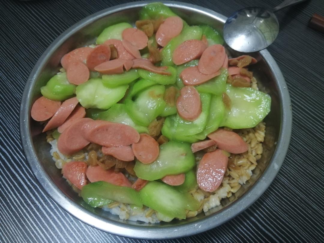 菜脯火腿炒丝瓜的做法