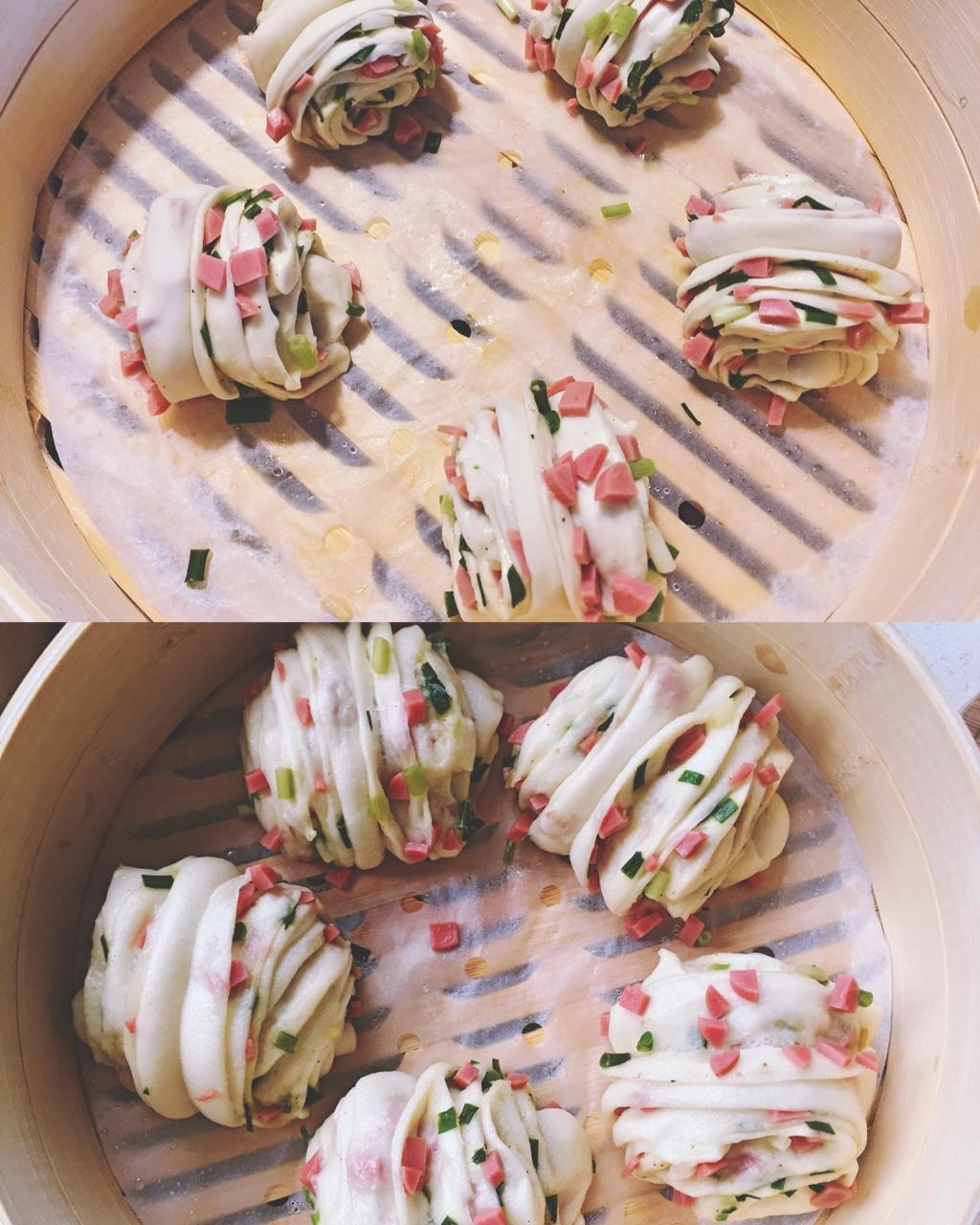 最好吃的火腿葱香花卷—附让葱不变黄的小窍门