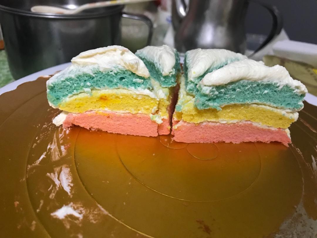 杉豆豆做的超省事零失败彩虹蛋糕胚6寸