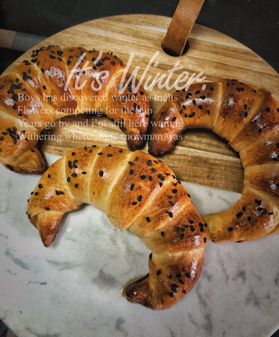 奶味十足的牛角包（手揉面团）