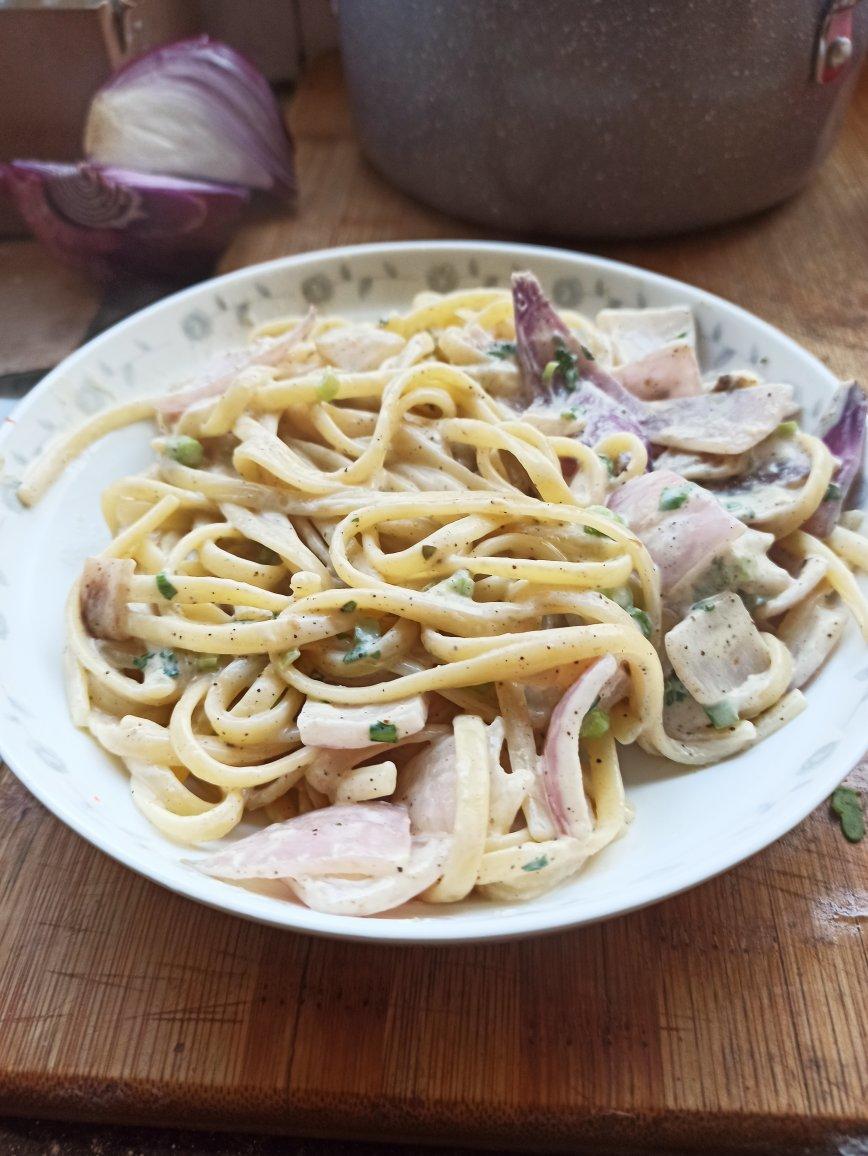 低卡伪白酱奶油培根蘑菇意大利面｜#Healthymeals# 减脂必撸02