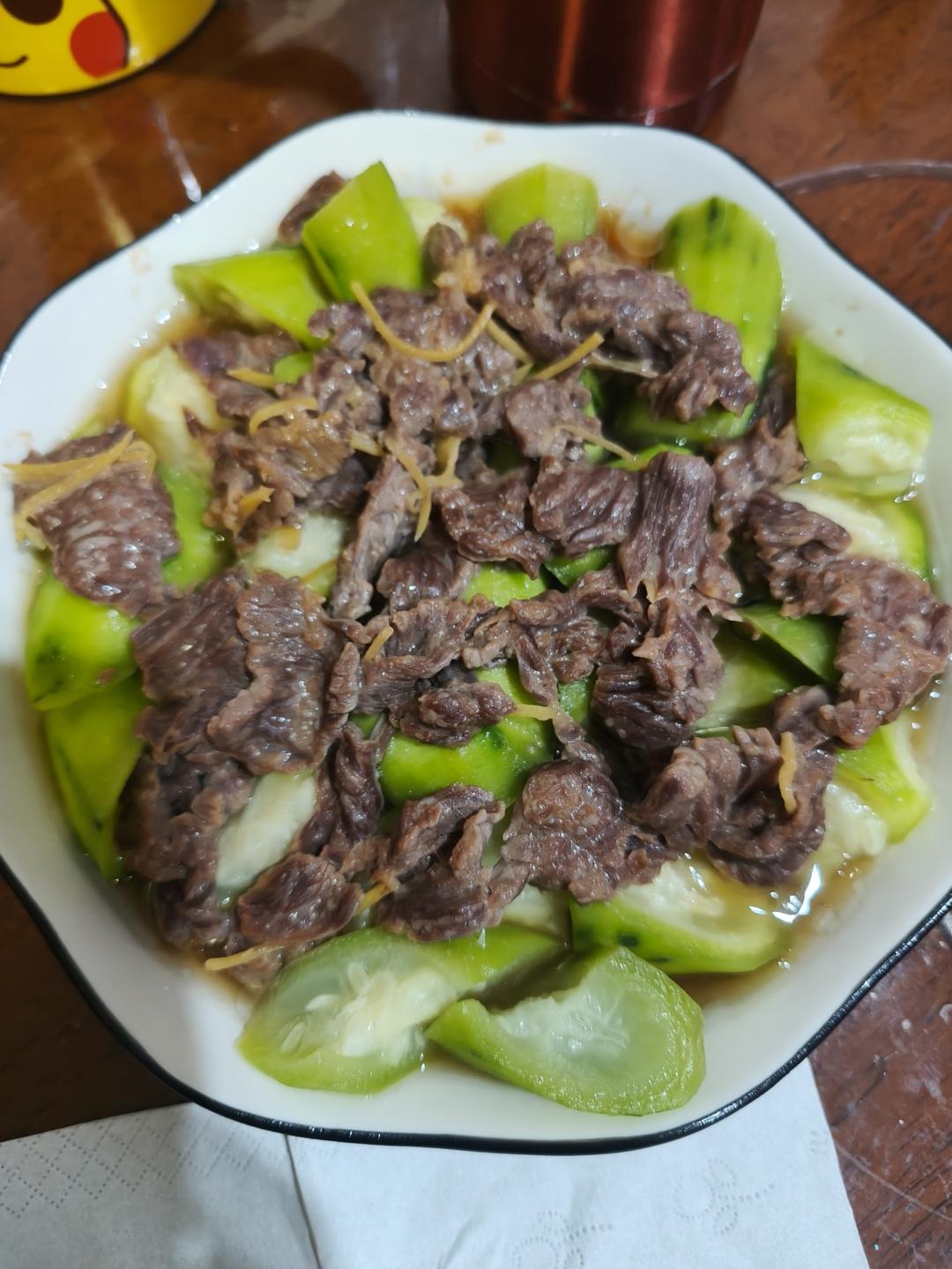 丝瓜蒸牛肉