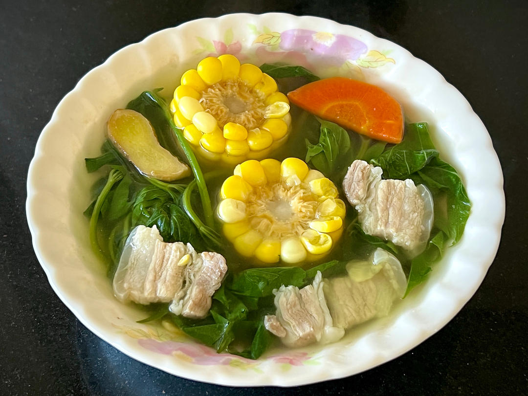 玉米番薯藤汤😋