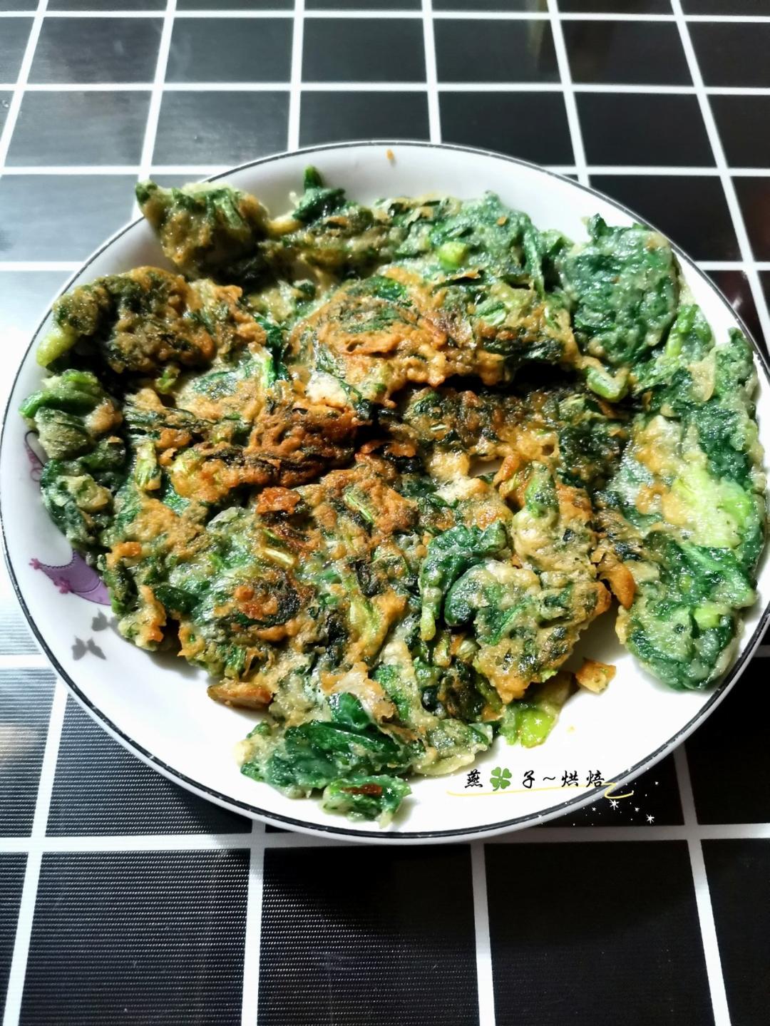 【原创】清爽不腻口、清热解毒、香煎茼蒿饼