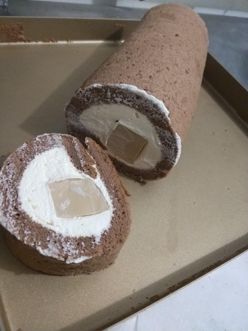 几分甜提拉米苏奶冻卷/不消泡不开裂摩卡蛋糕胚+冷萃咖啡奶冻+马斯卡彭奶油/烘焙视频蛋糕篇8「薄卷」