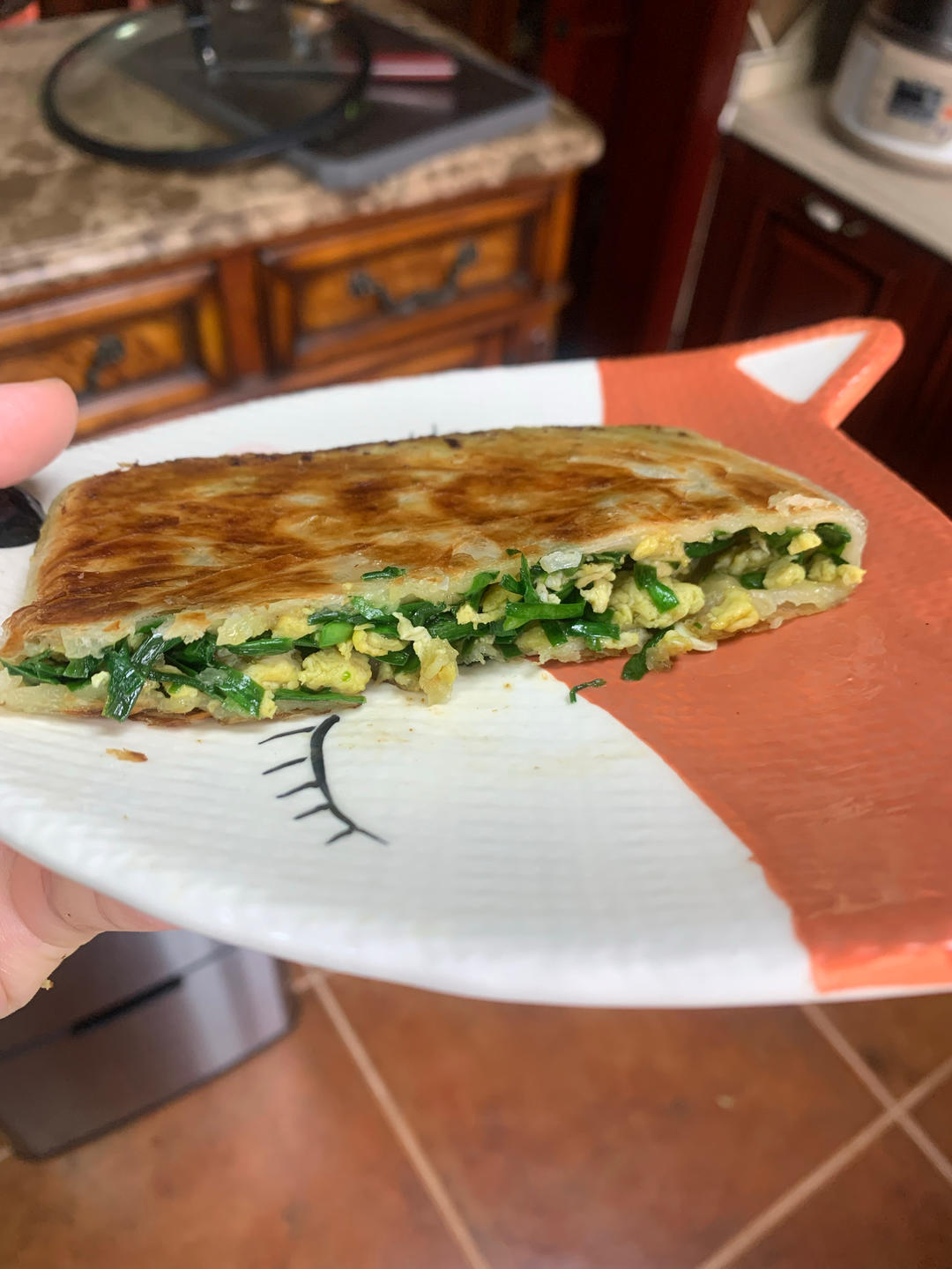 懒人版韭菜鸡蛋合子