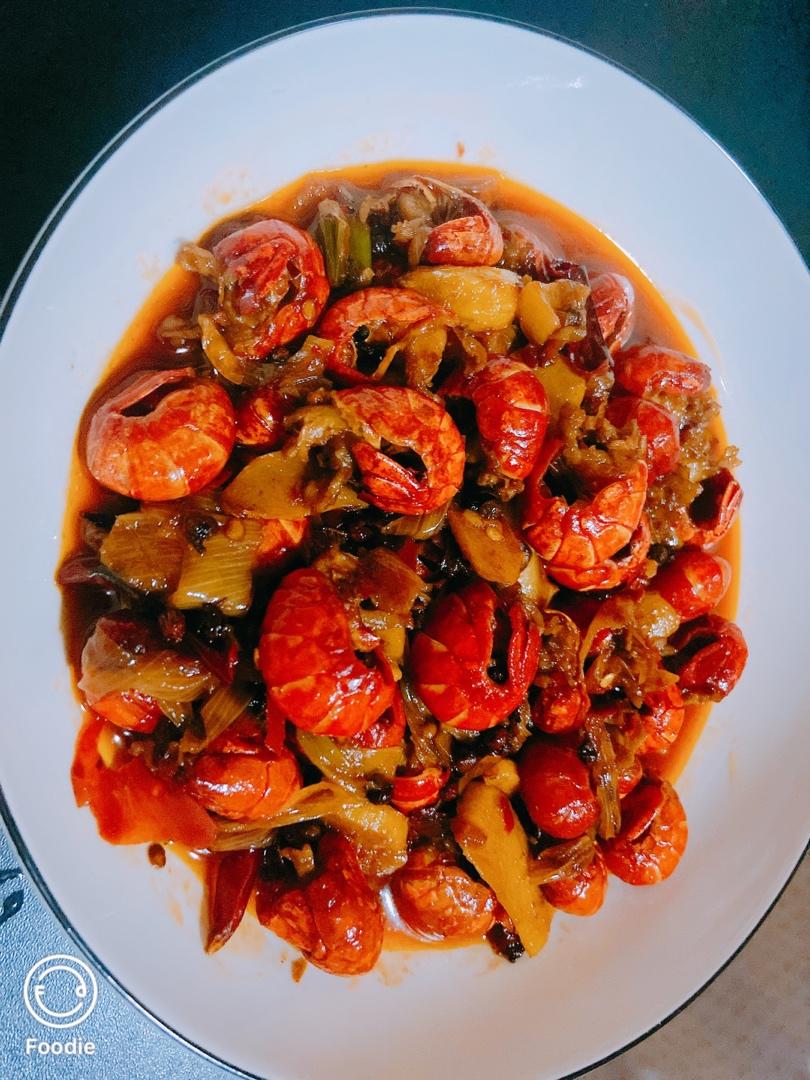 西瓜小姐圆滚滚做的新密炒虾尾