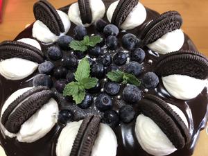 蓝莓甘纳许淋面八寸蛋糕装饰的做法 步骤8