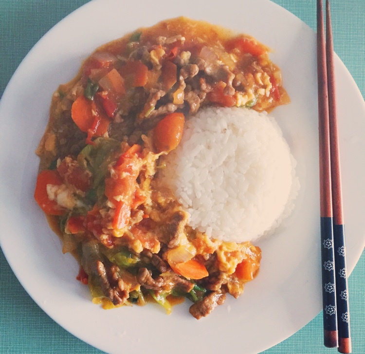 番茄滑蛋牛肉饭