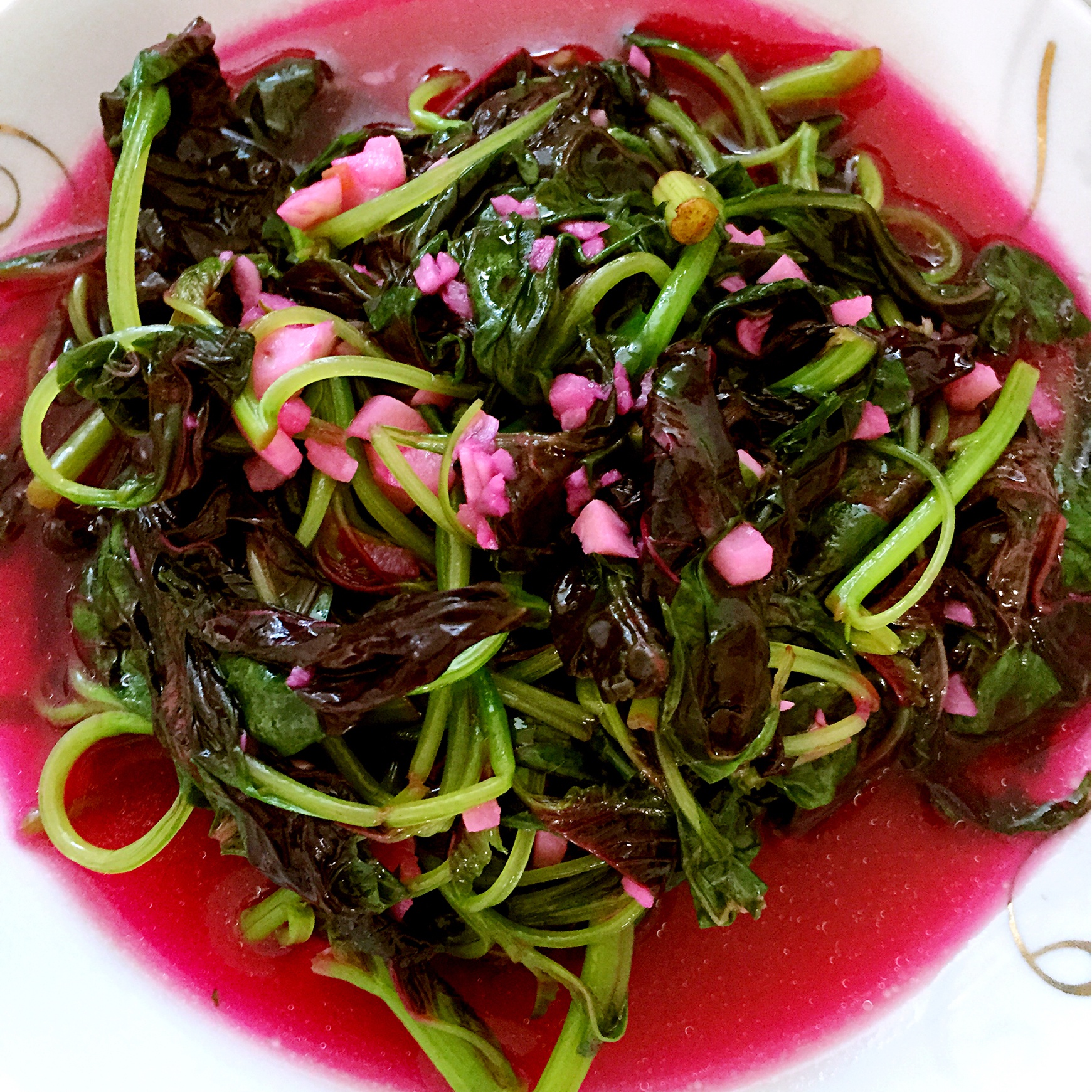 家常菜 蒜炒红米苋 orange-68做的蒜炒红米苋