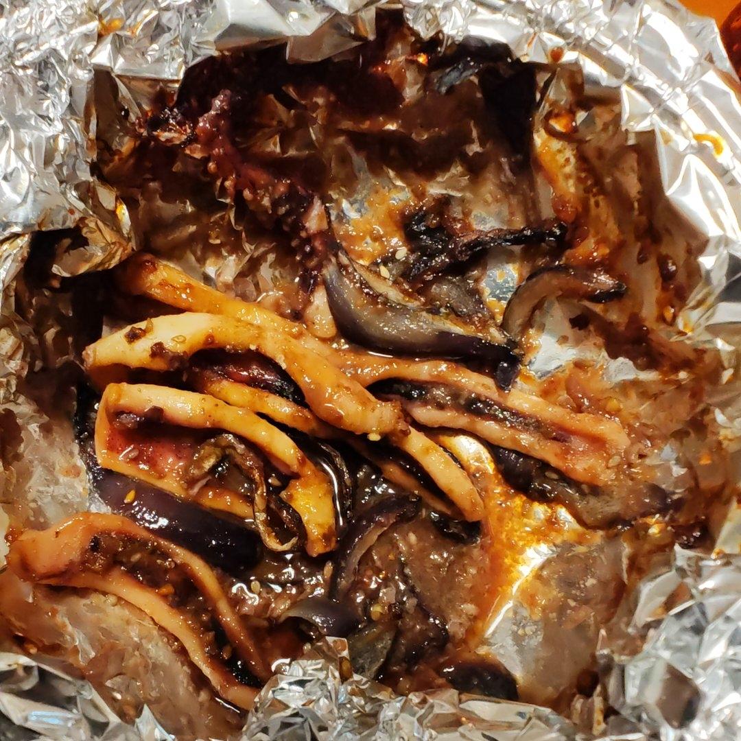 超级简单的空气炸锅做烤鱿鱼（铁板鱿鱼）