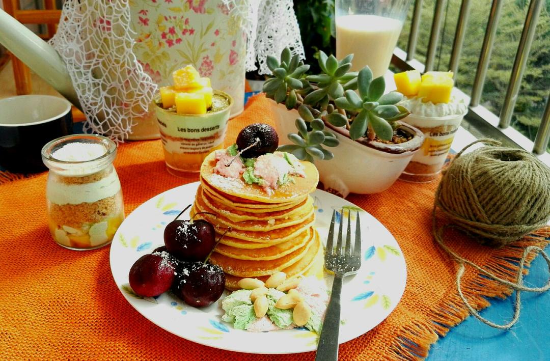 鸡蛋玉米饼（附松饼煎圆的方法）