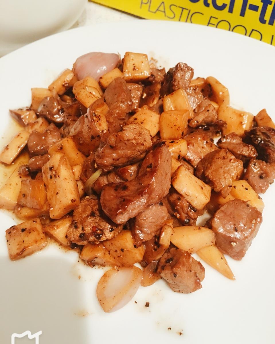 黑胡椒杏鲍菇牛肉粒