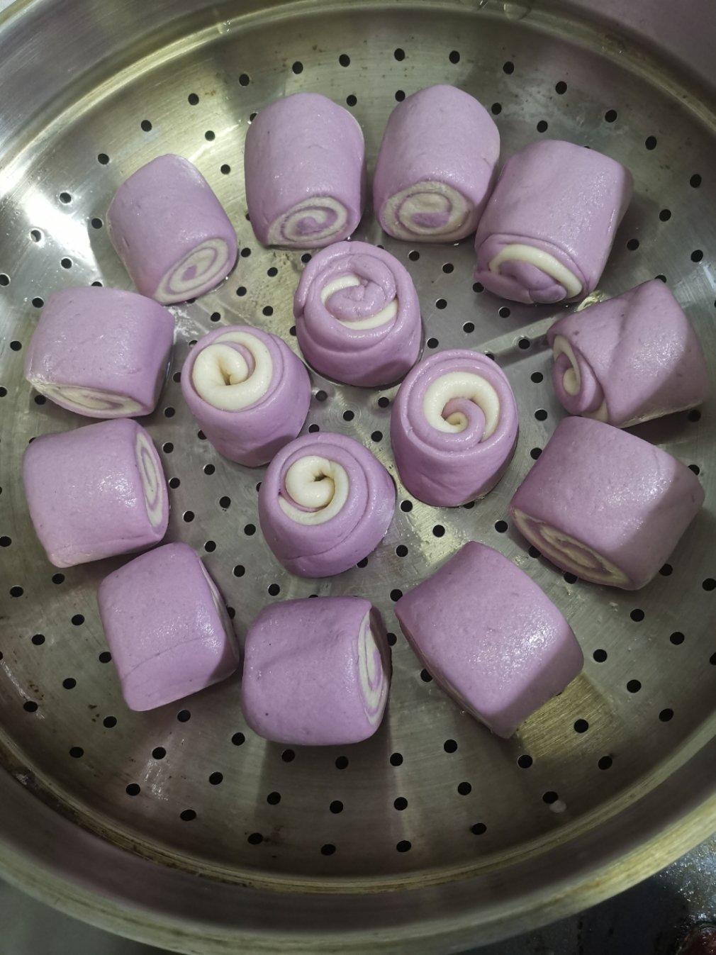 So easy！紫薯双色花卷，双色馒头