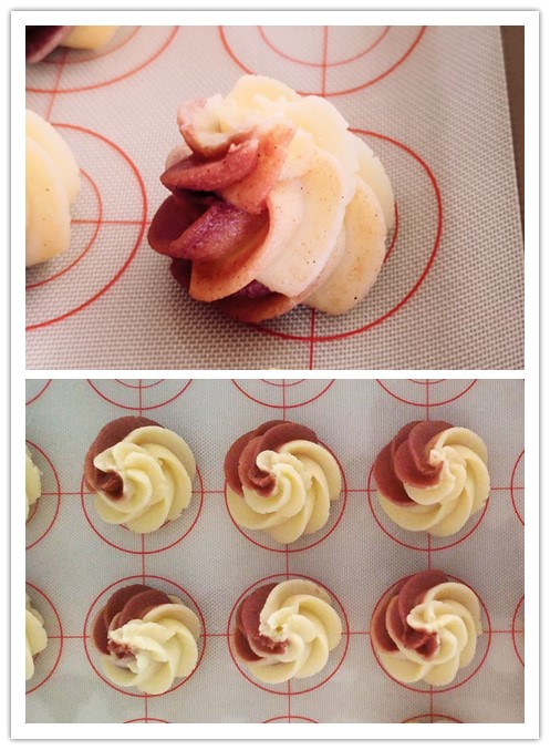双色曲奇饼干，一口吃到两种味道，制作手法简单。的做法
