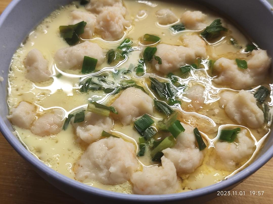 虾滑蒸蛋～最适合小孩子的美食
