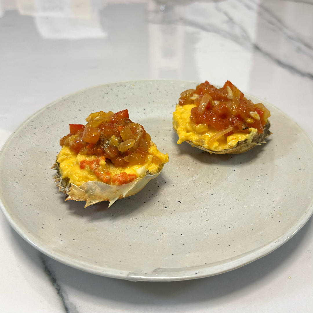 蟹肉鸡蛋酿蟹盖