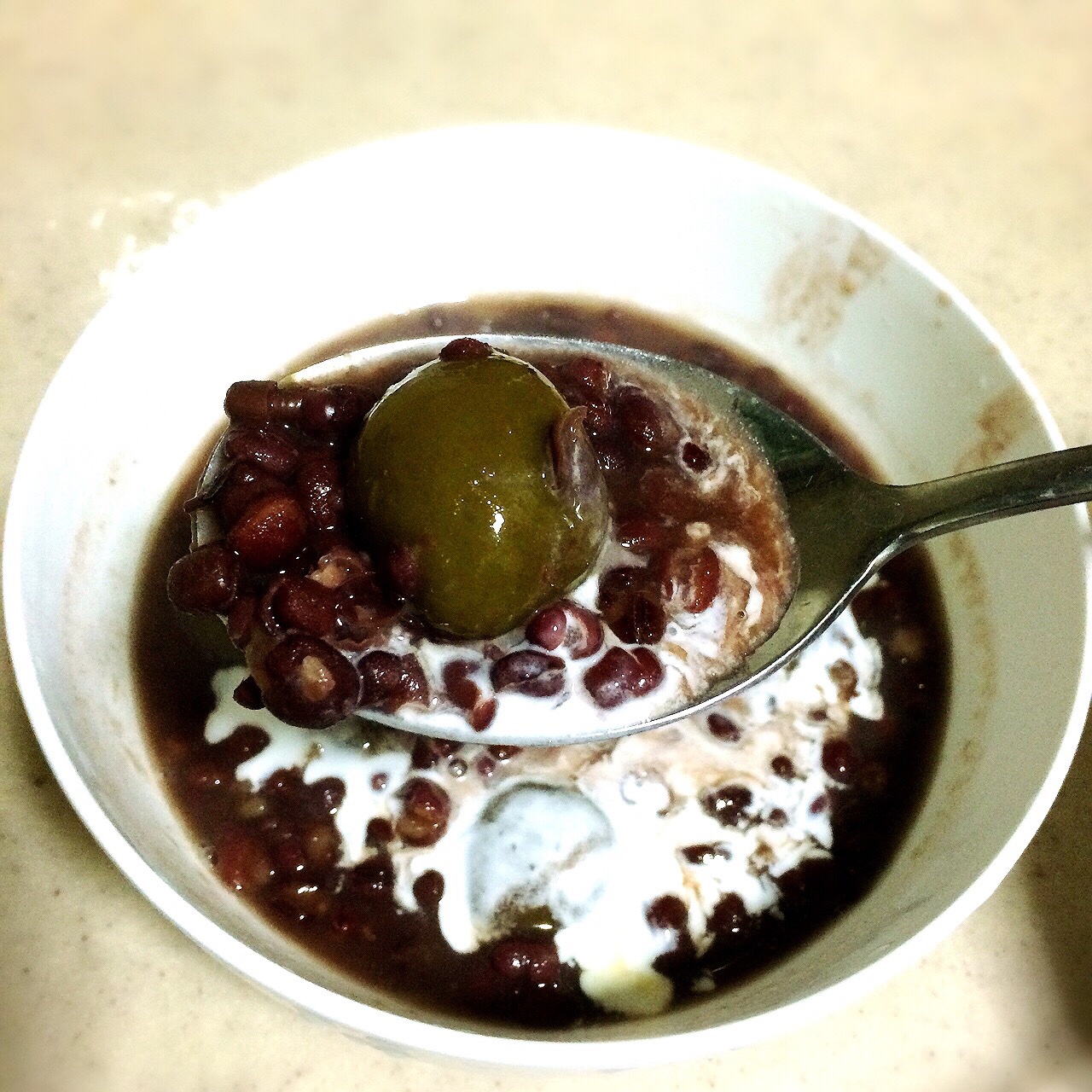 双拼抹茶小圆子红豆汤