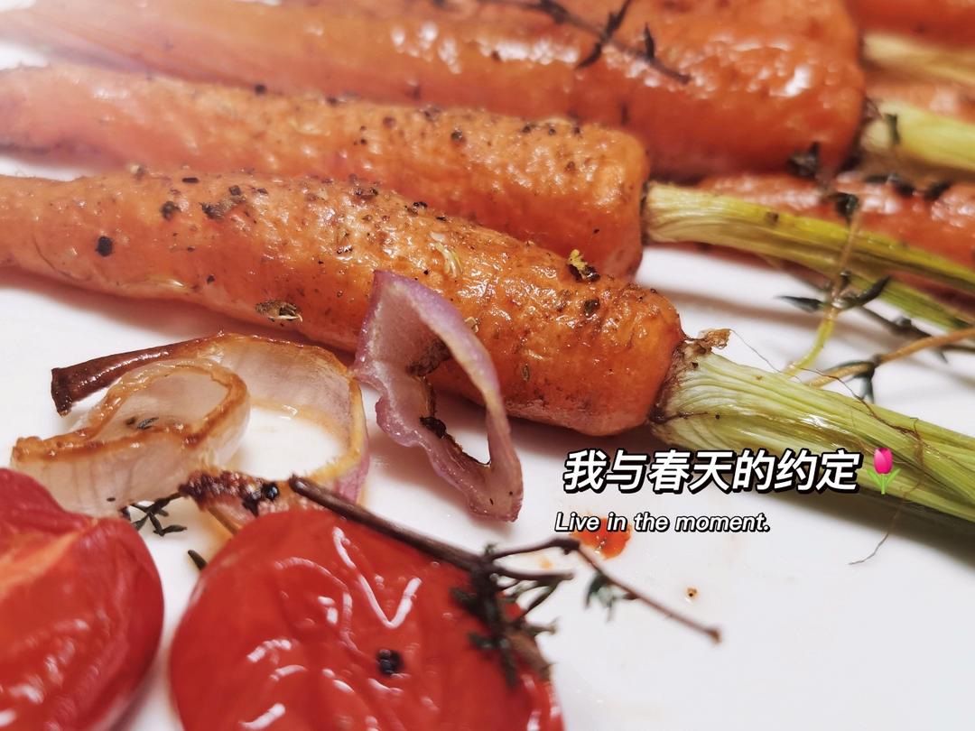 蒜香辣酱烤小胡萝卜