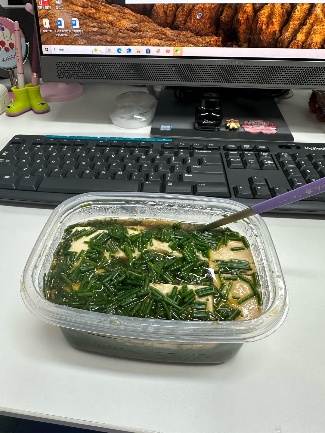 沙葱拌豆腐（微波加热）