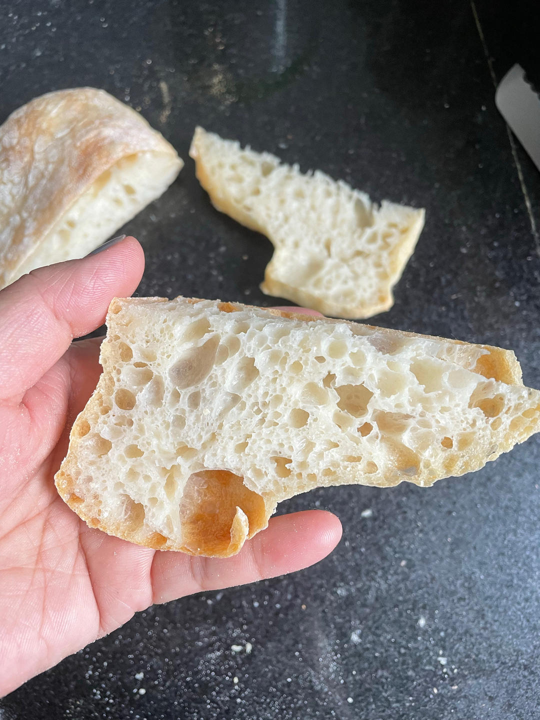 零机器免揉|徒手做出漂亮大气孔欧包|恰巴塔Ciabatta