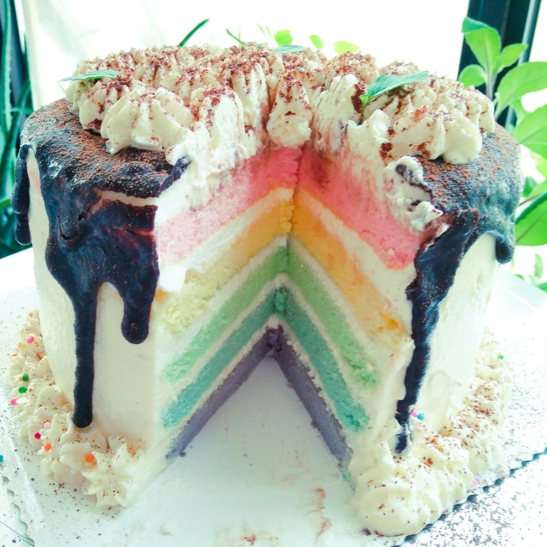 ゛北回归线的薰衣草ゆ做的6寸彩虹蛋糕