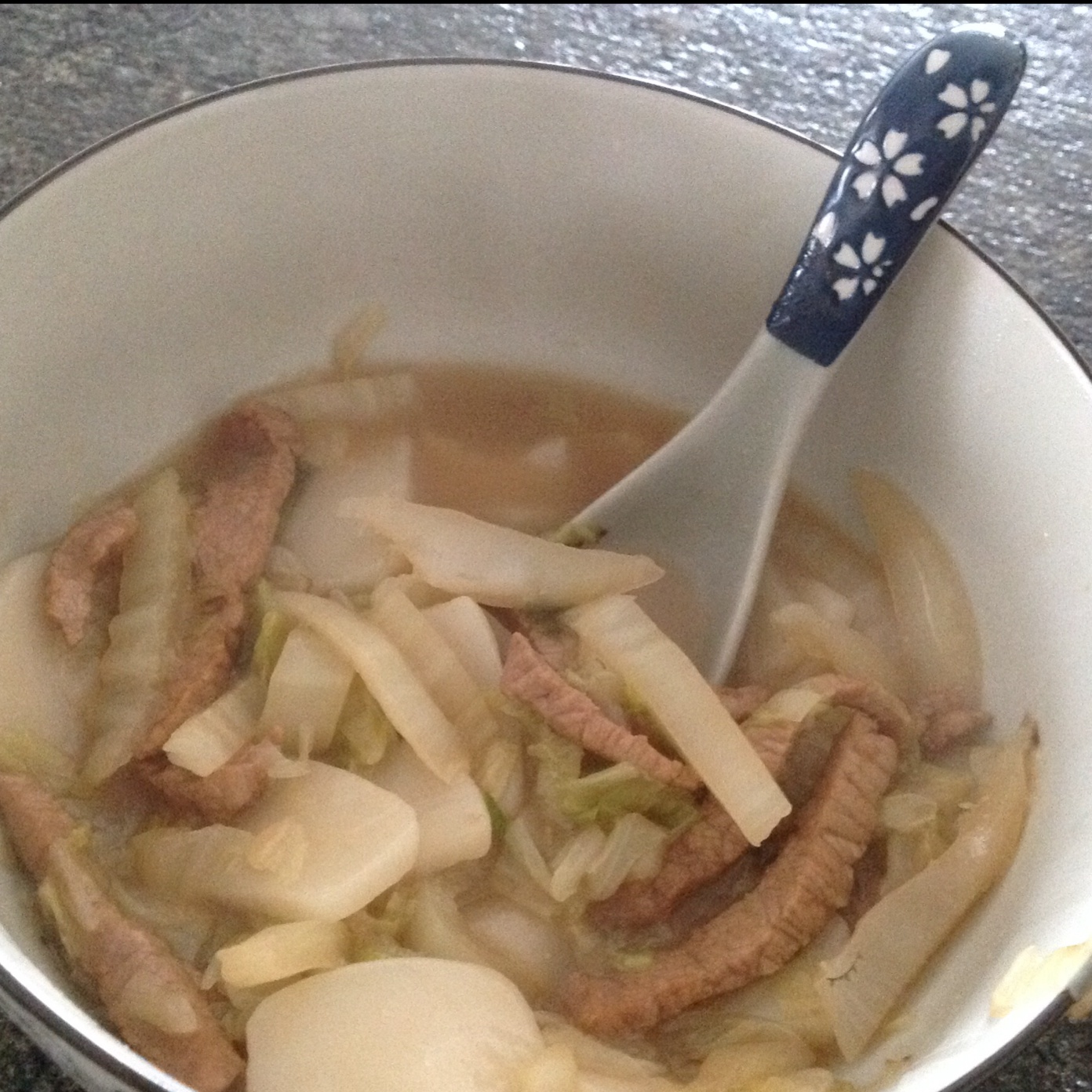 白菜肉丝汤年糕