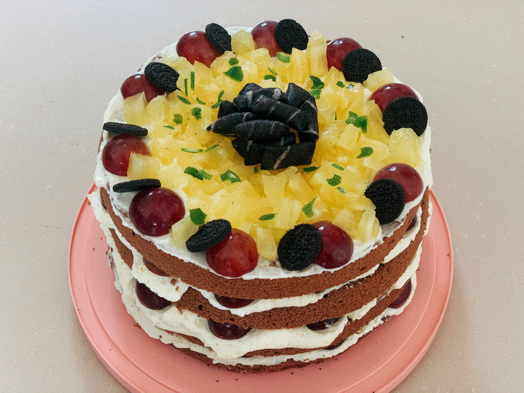 可可戚风水果裸蛋糕