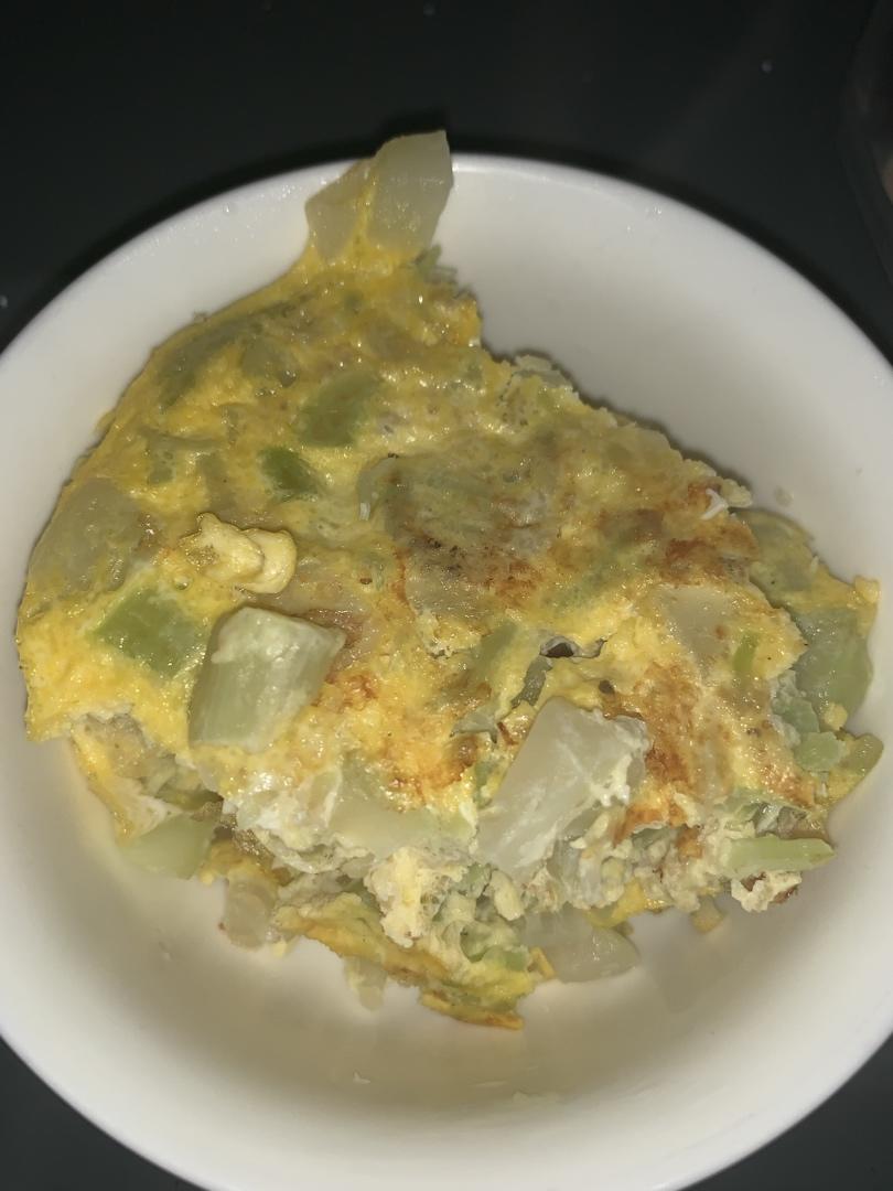 无油低碳健康早餐芝士蔬菜蛋“饼”