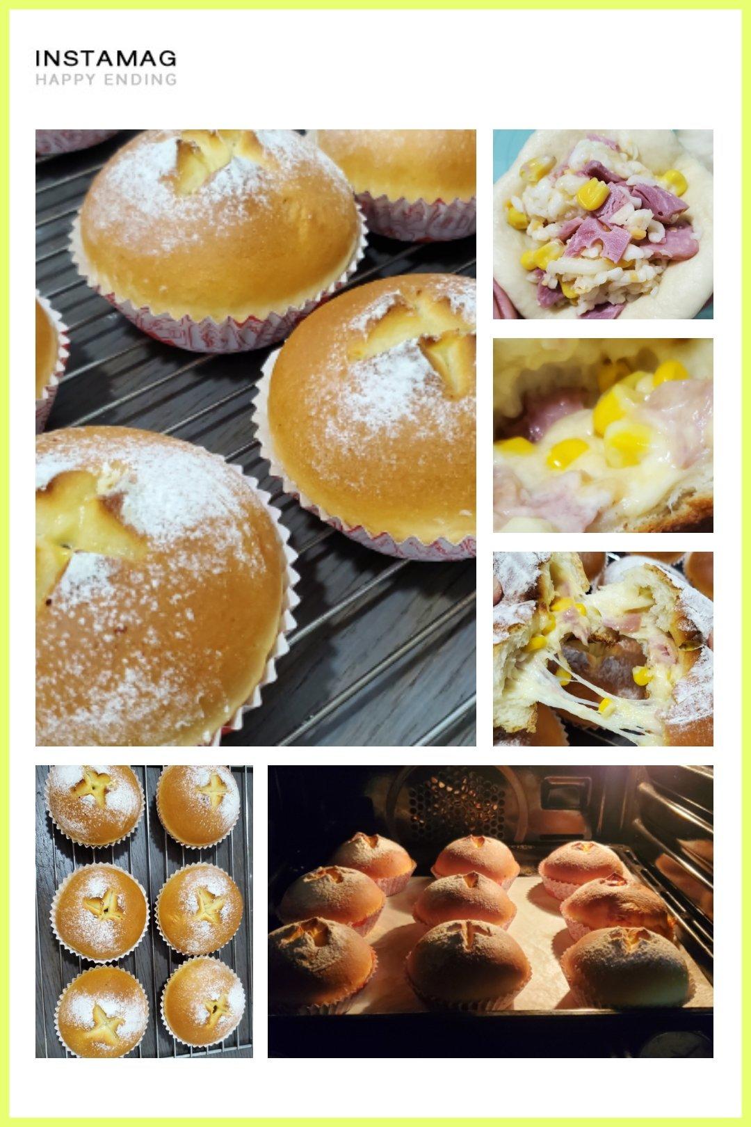 (超好吃的咸口面包）爆浆培根芝士面包