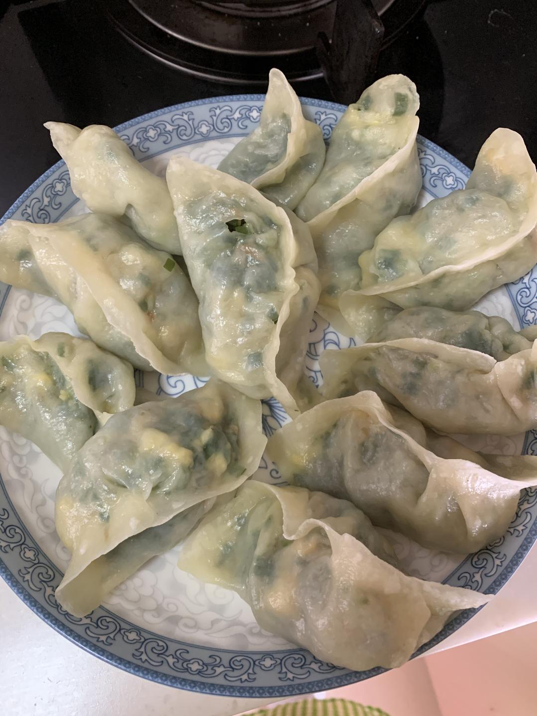 素馅韭菜鸡蛋虾仁蒸饺