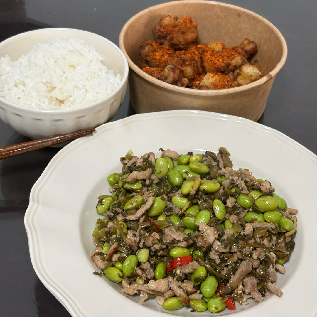 雪菜毛豆肉丝