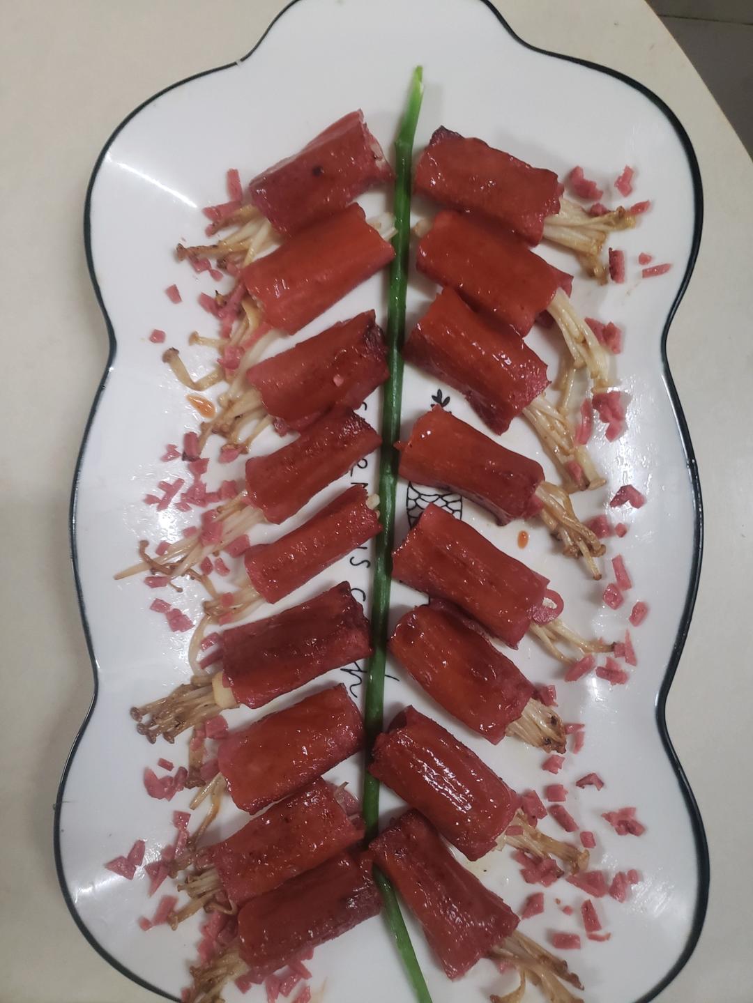 山药金针菇培根卷