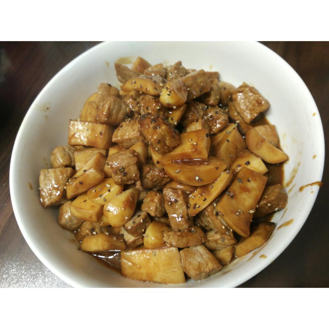 黑胡椒杏鲍菇牛肉粒