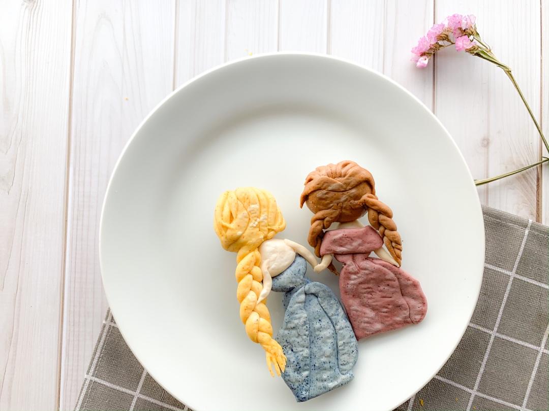 冰雪奇缘艾莎和安娜卡通馒头原创