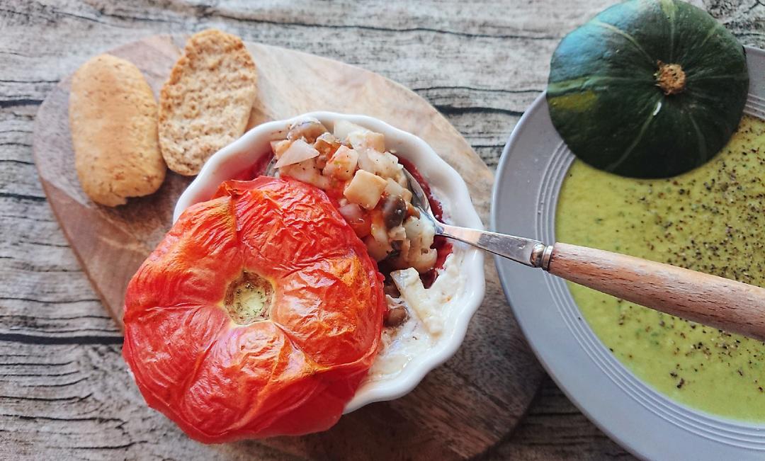 焗烤杂丁西红柿盅