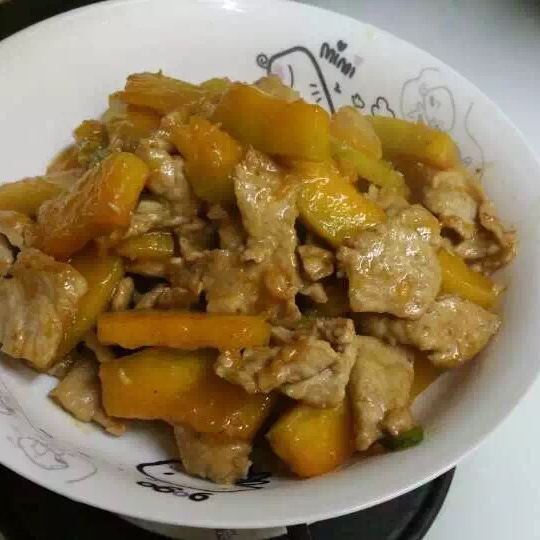 南瓜炒肉片