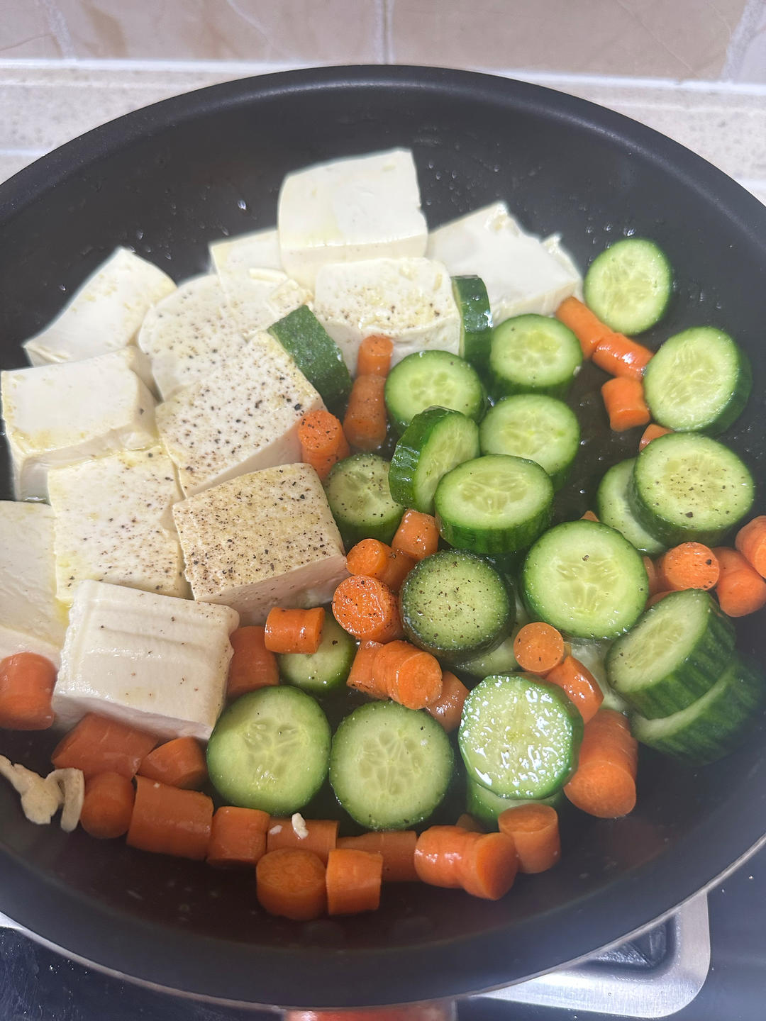 快手减脂橄榄油豆腐青瓜胡萝卜🥕