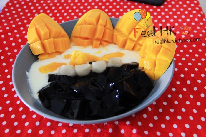 自家制夏日芒果粒凉粉