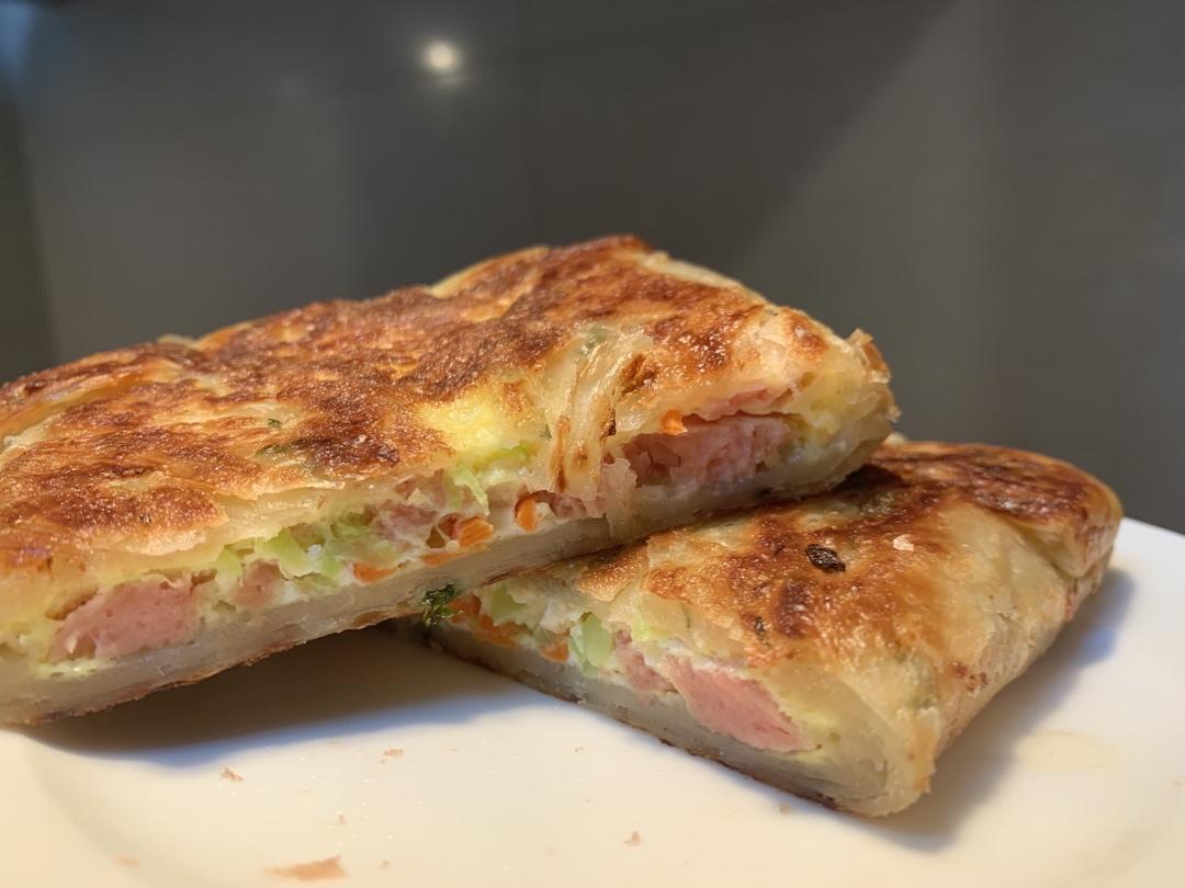 5分钟就能搞定的手抓饼早餐，酥到掉渣～