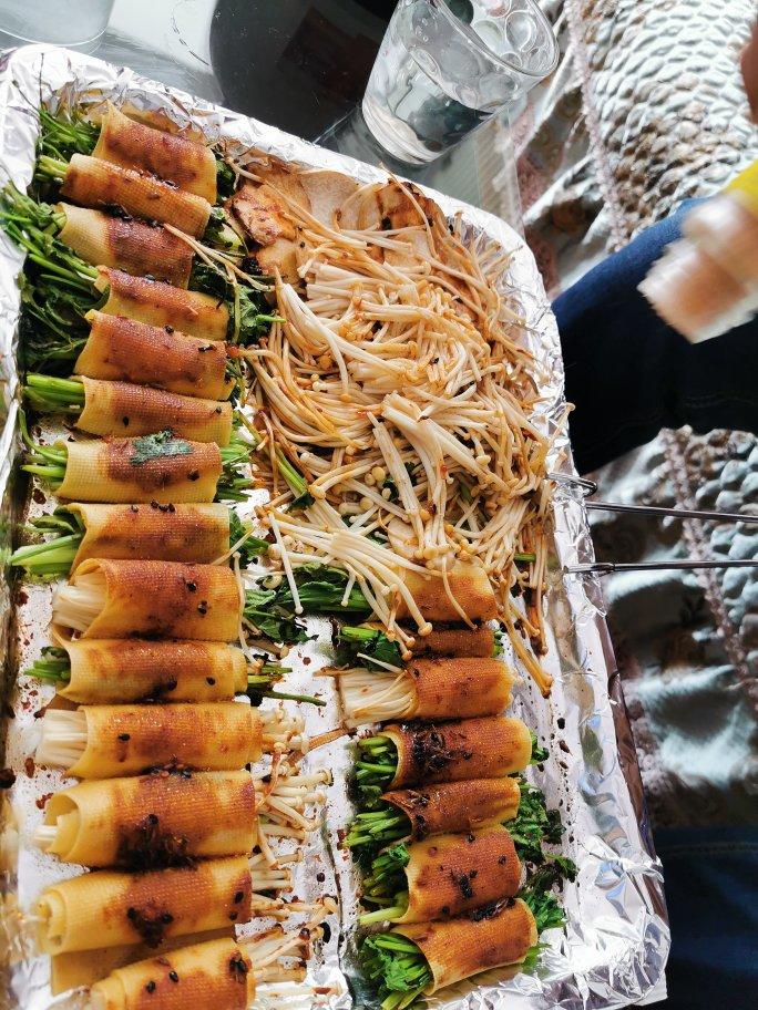 🔥免油炸❗️秒杀路边烧烤摊❗️烤箱豆皮卷菜