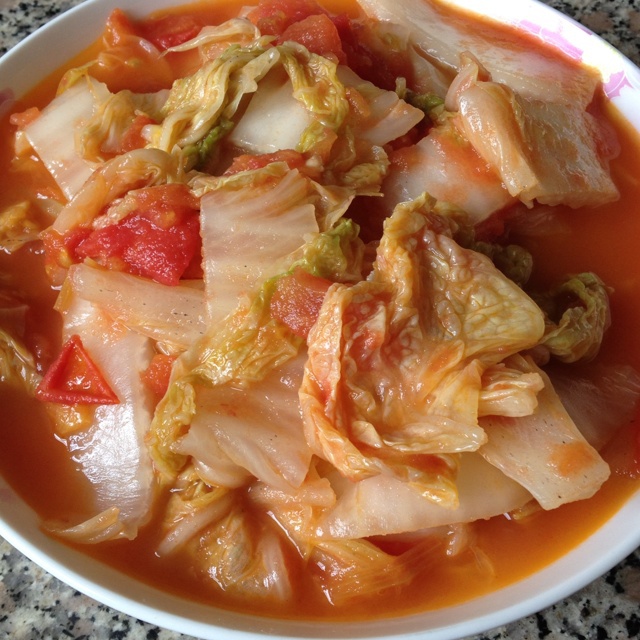 火星猫做的西红柿炒大白菜