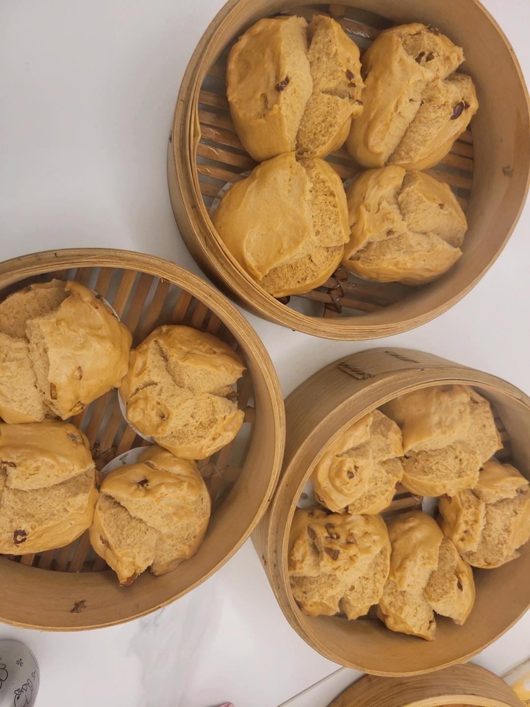 娘娘家雪花粉红糖开花馒头