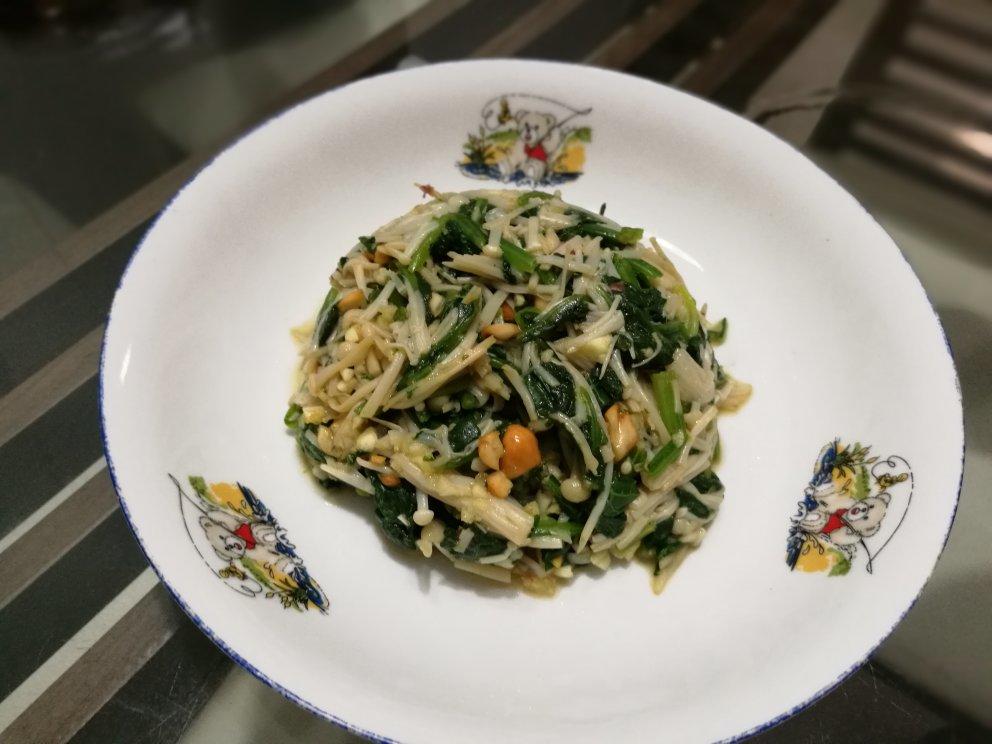 凉拌菠菜金针菇