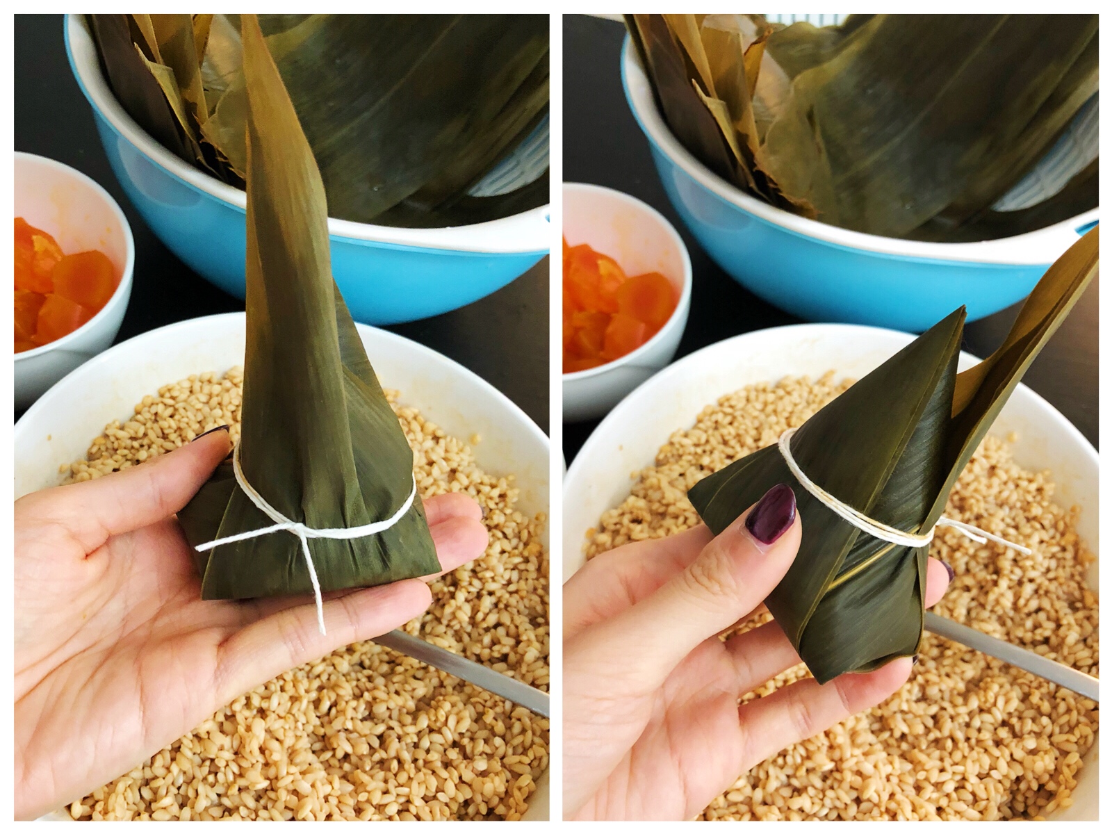 传统端午节蛋黄肉粽/蜜枣豆沙粽的做法 步骤4