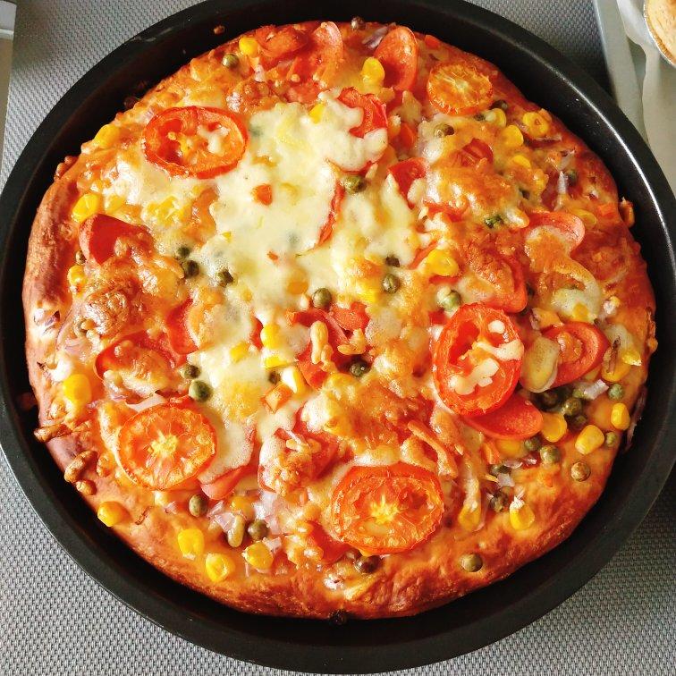 静静爱学厨做的培根披萨pizza10寸