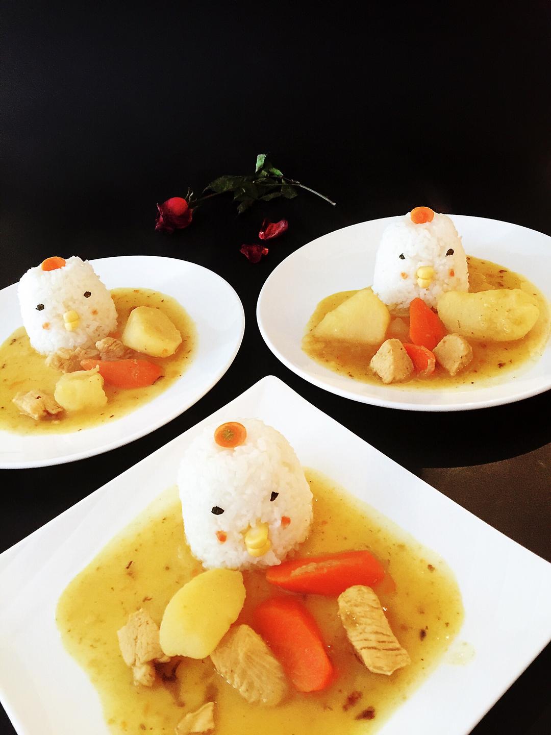 可爱又好吃的咖喱鸡肉饭的做法