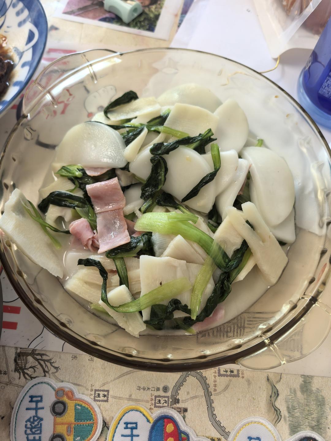 青菜肉片笋炒年糕