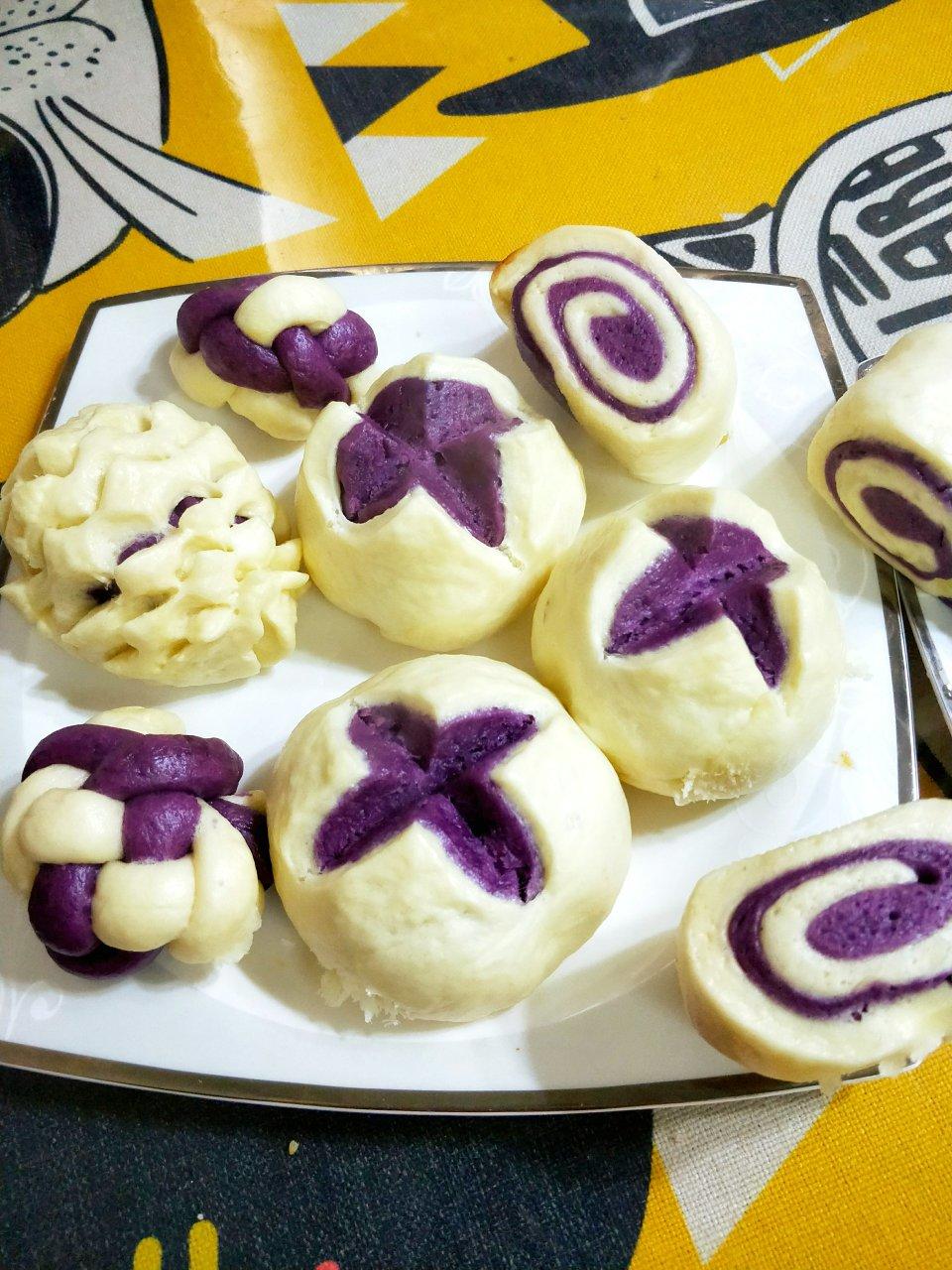 手机用户6666_u9c4做的【双色开花紫薯馒头】,馒头也可以有花样儿.