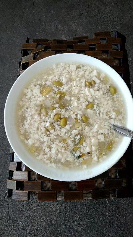 雪梨毛豆豆腐羹(无油无盐菜)的做法